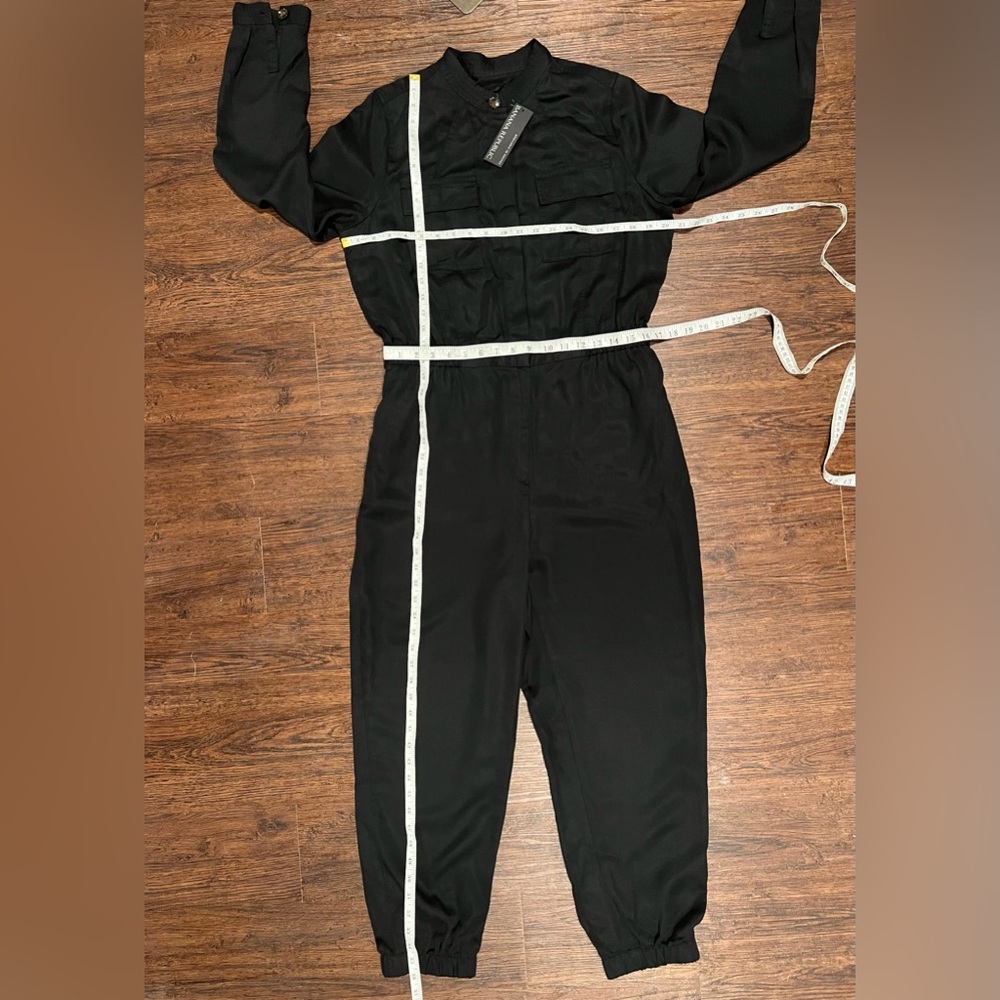 Banana Republic Womens Jumpsuit Tencel Flightless Utility Black Button Size 12 - Picture 16 of 16